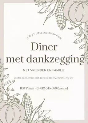 beige elegant dinner invitation
