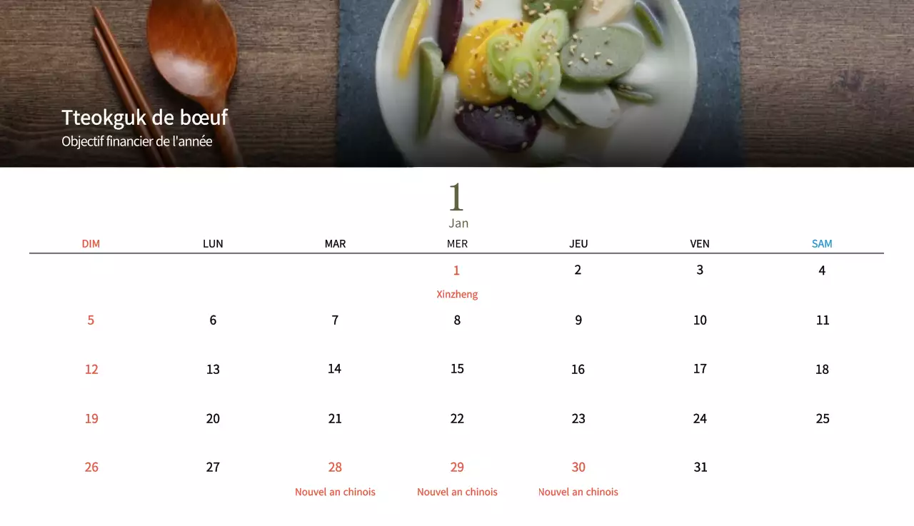 Calendrier de l'alimentation traditionnelle beige