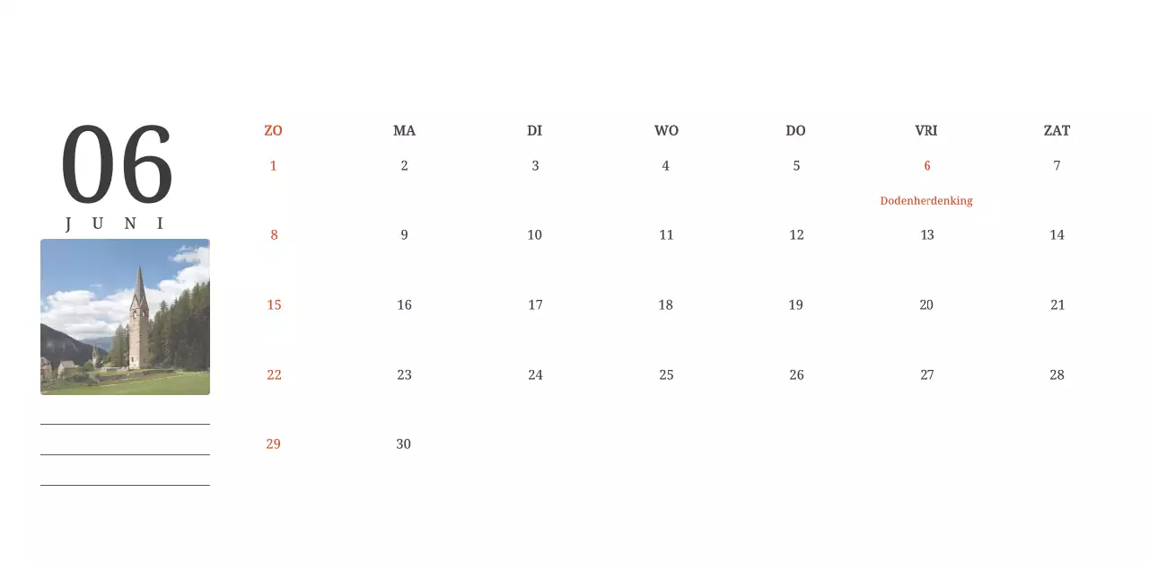 Een fotografische conceptkalender met kerken in landschapsschilderijen