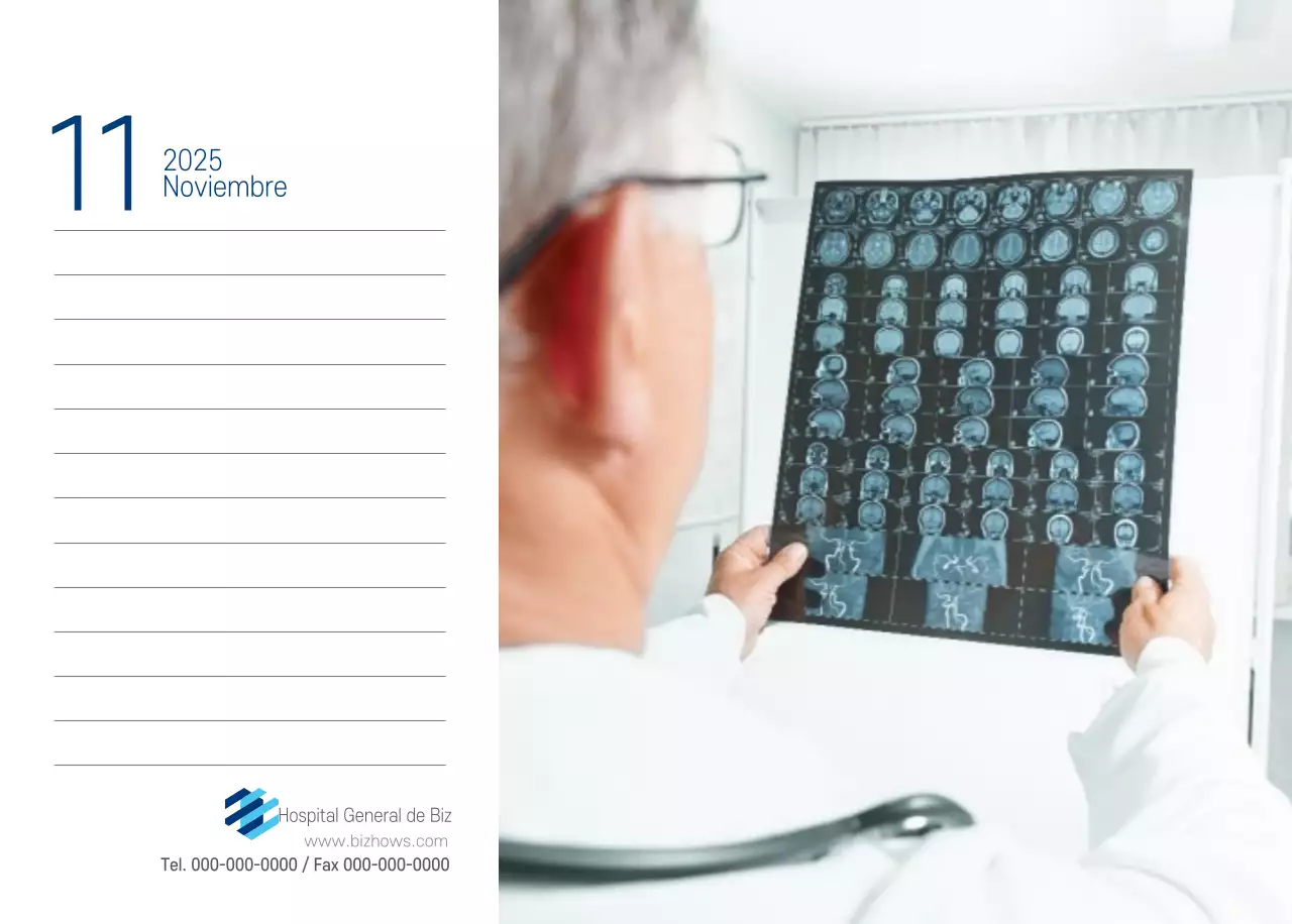 Calendario Promocional Hospital Navy White Simple