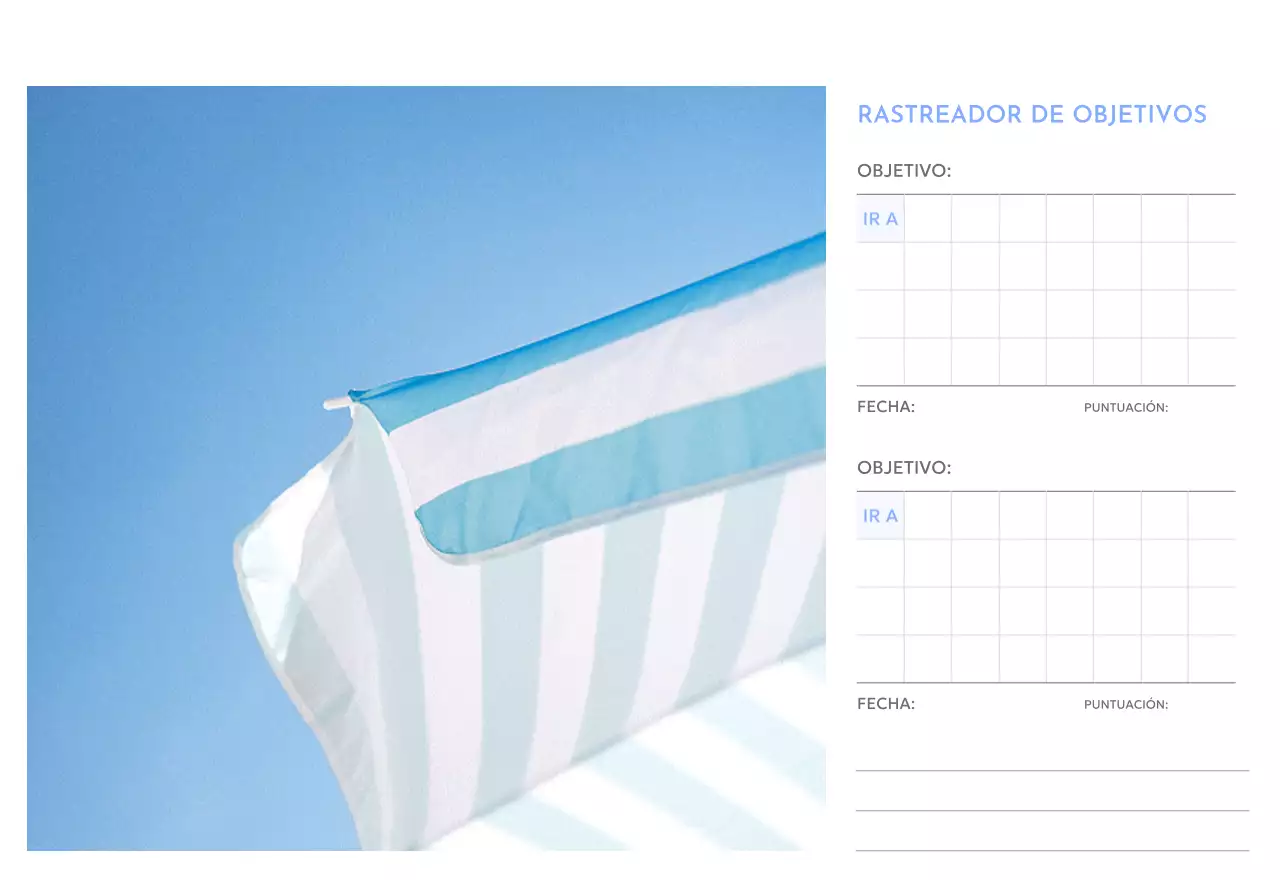 Calendario fotográfico de seguimiento de objetivos con un toque de azul