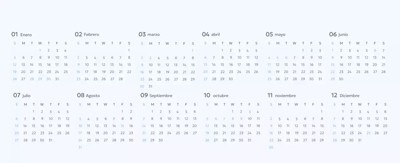 Calendario fotográfico de seguimiento de objetivos con un toque de azul