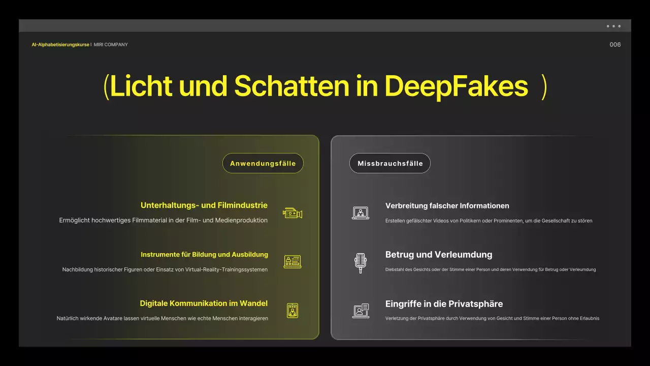 Gelbe und schwarze, cyber-eske KI-Schulungsmaterialien