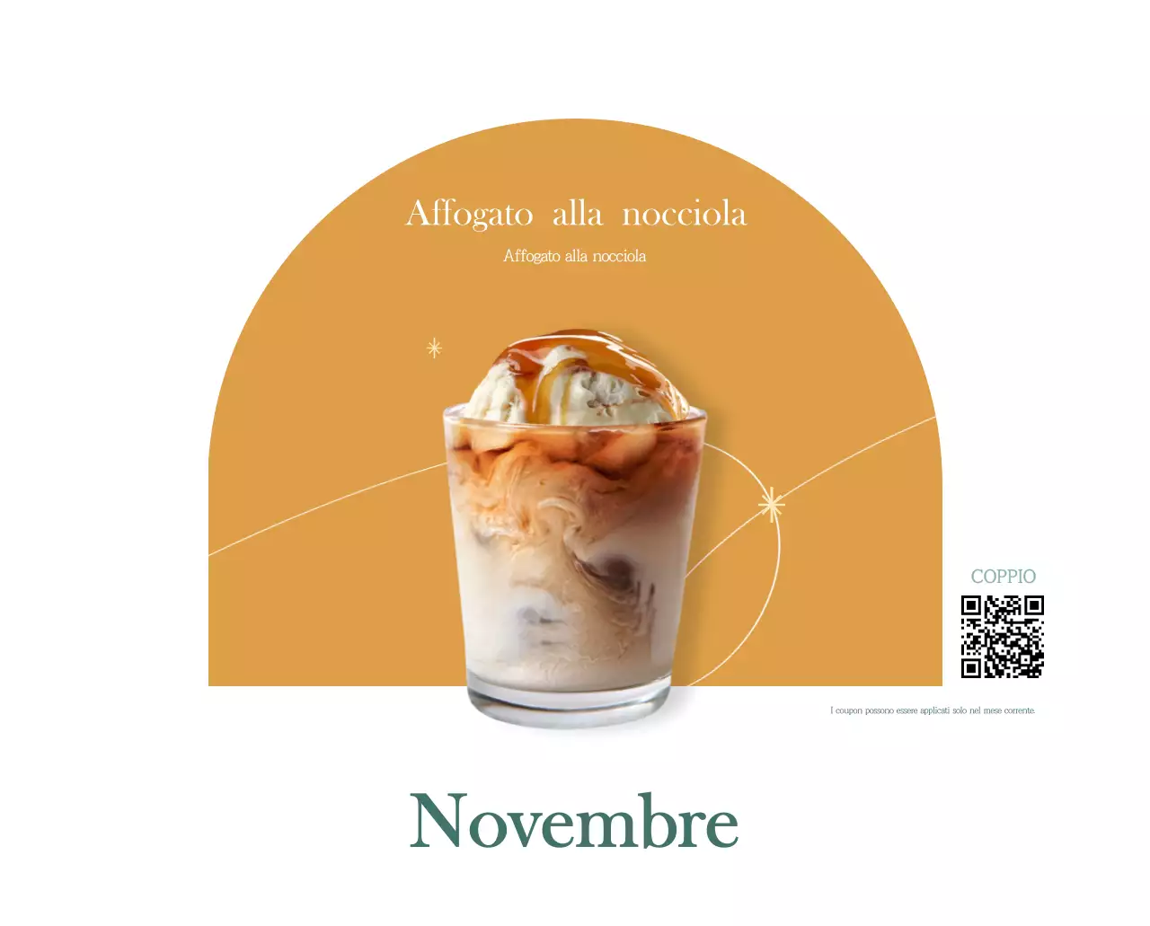 Un moderno calendario dei caffè con i consigli per la bevanda del mese