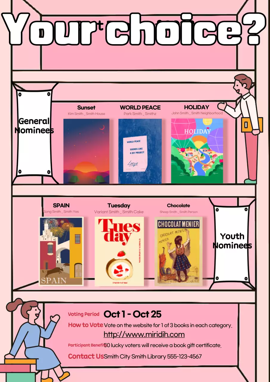 Poster hướng dẫn sách hiện đại màu hồng