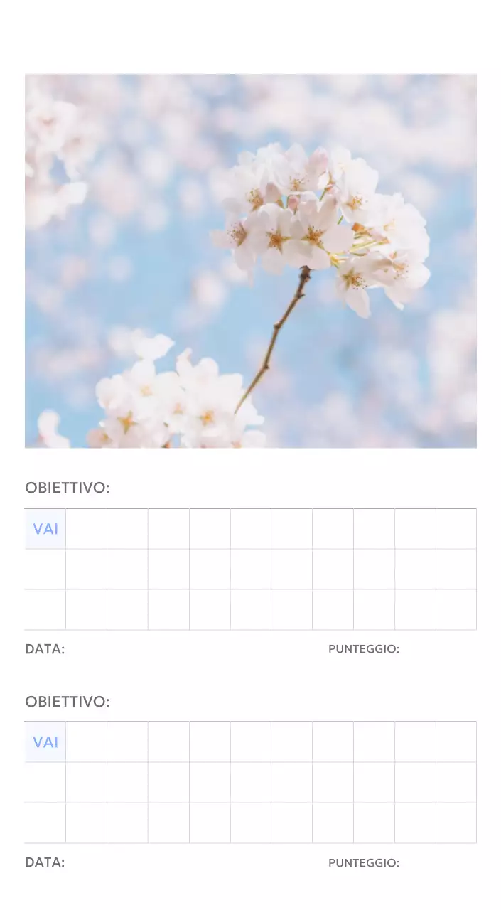 Calendario con foto tracciatore di obiettivi con un tocco di blu