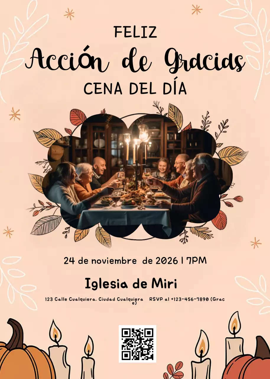beige invitación tradicional de Acción de Gracias