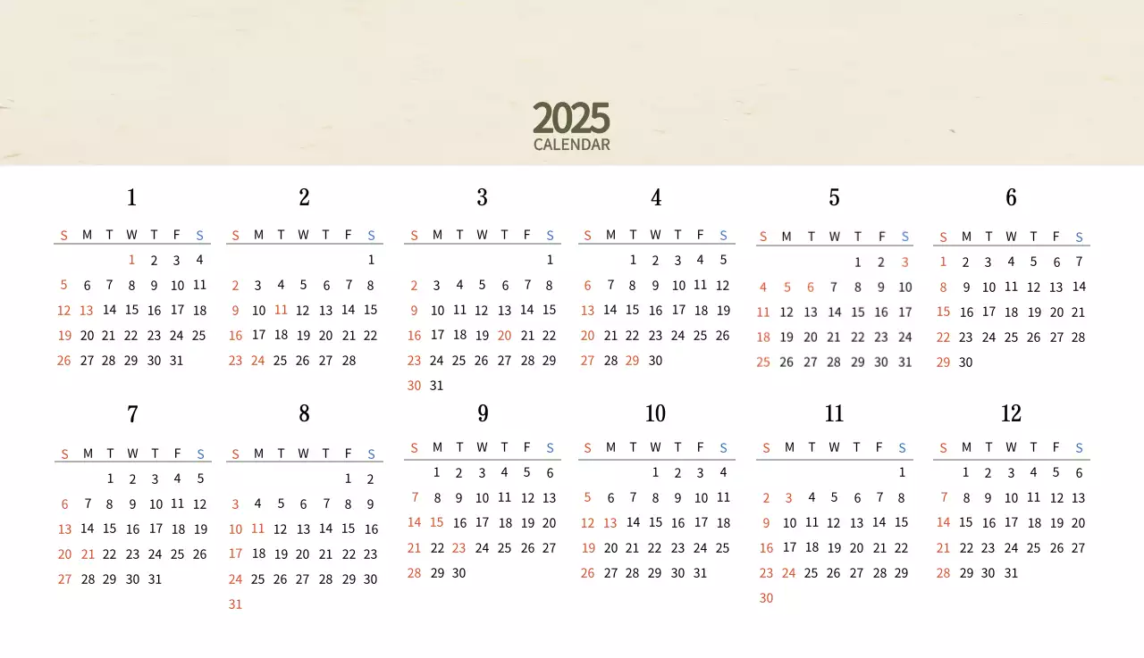 ベージュの伝統料理カレンダー