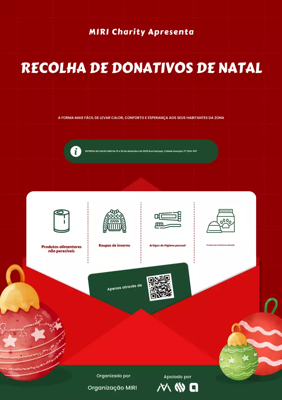 anúncio da recolha de donativos para a festa vermelha