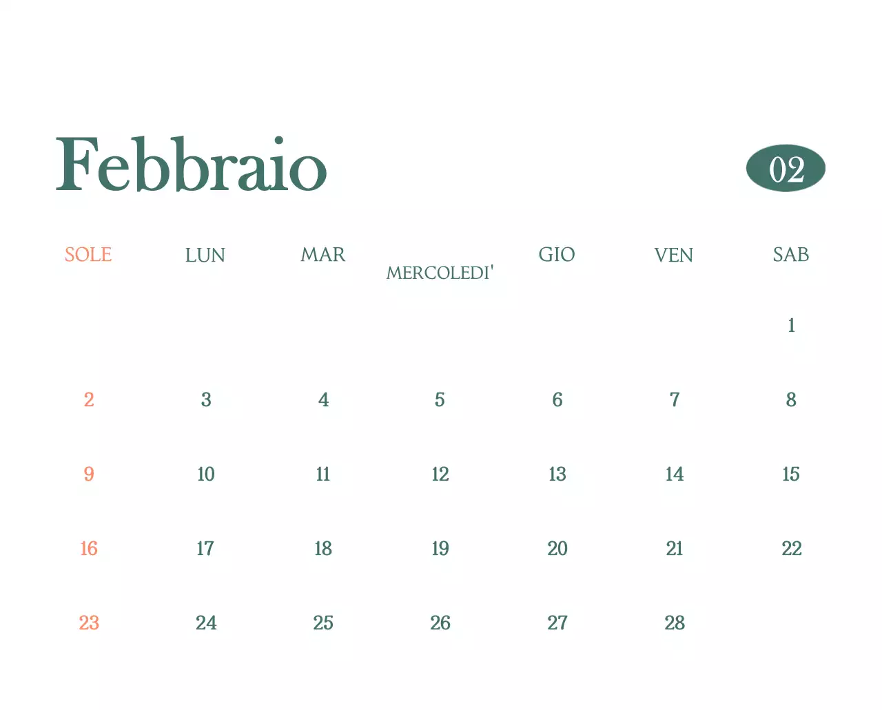 Un moderno calendario dei caffè con i consigli per la bevanda del mese