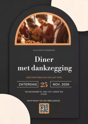 zwart elegante diner uitnodiging