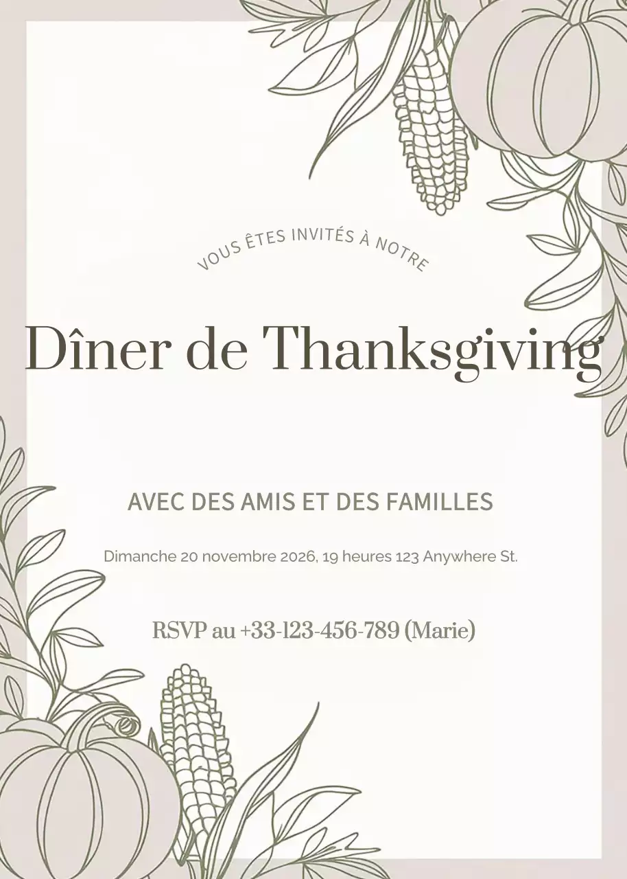 invitation à dîner élégante beige