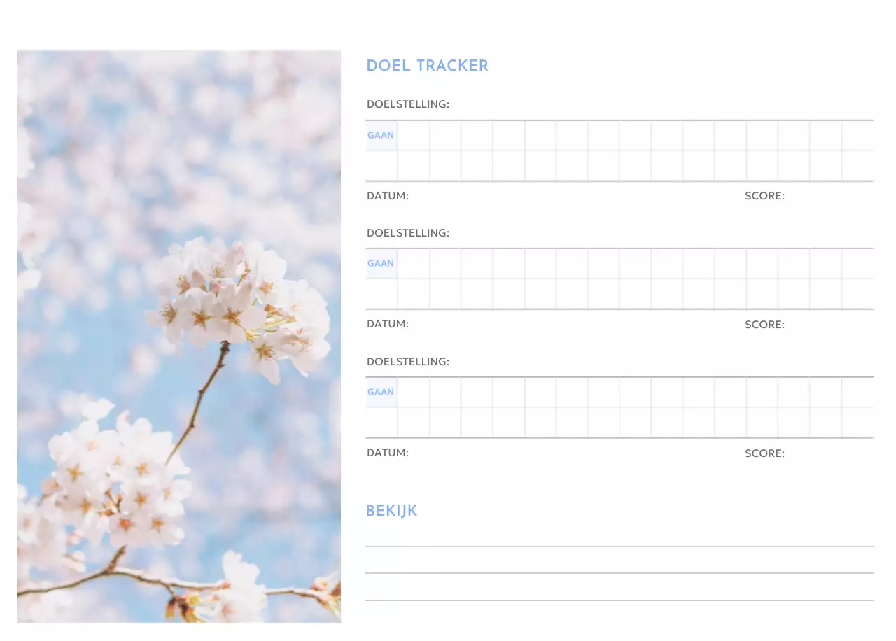Photo goal tracker kalender met een vleugje blauw