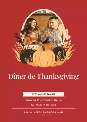 invitation classique rouge pour Thanksgiving