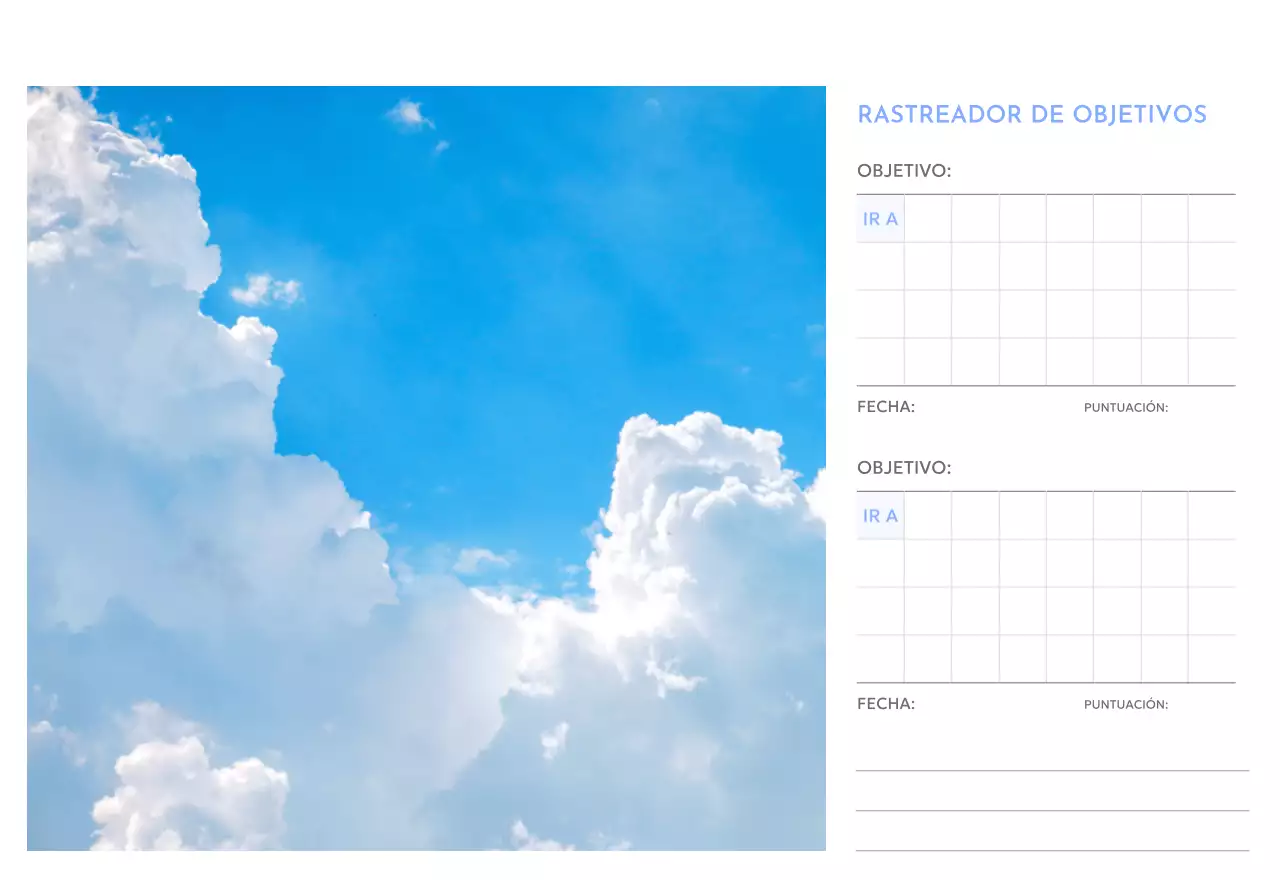 Calendario fotográfico de seguimiento de objetivos con un toque de azul