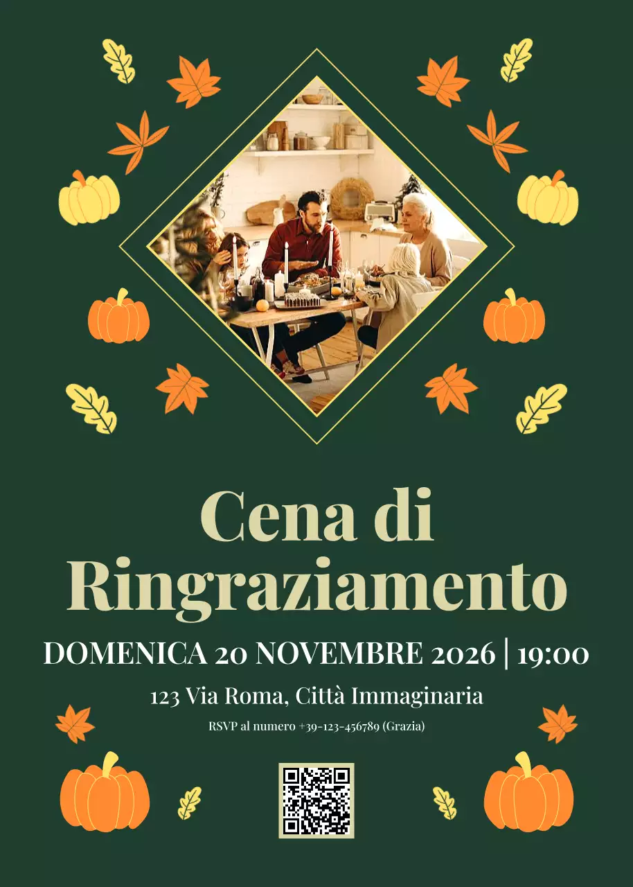 Invito tradizionale verde per la festa del Ringraziamento