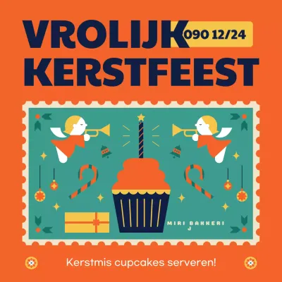 Oranje en gele aankondiging bedrijfsevenement Kerstmis