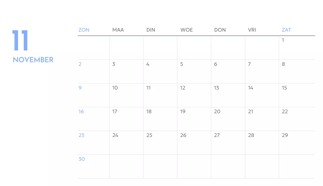 Photo goal tracker kalender met een vleugje blauw