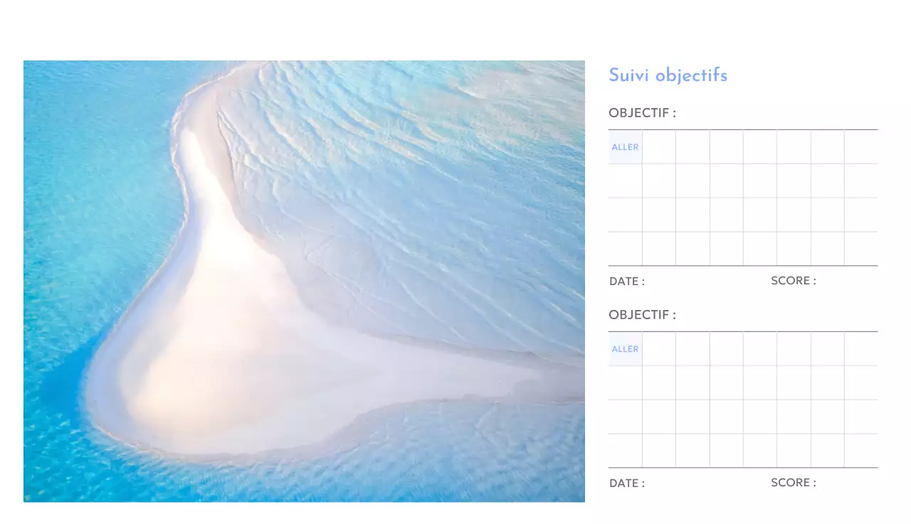 Calendrier photo de suivi des objectifs avec une touche de bleu
