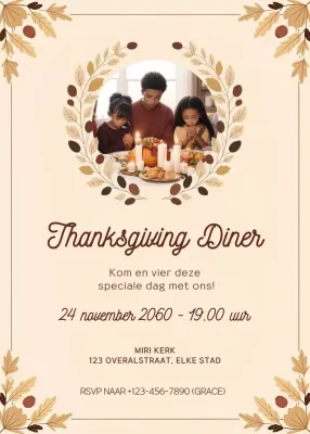 beige traditionele uitnodiging voor Thanksgiving