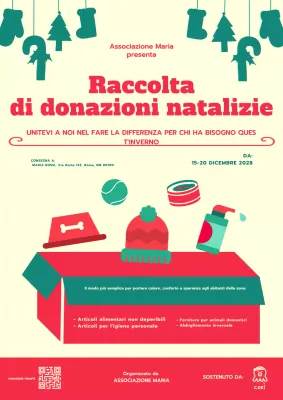 Poster per la raccolta di donazioni natalizie giallo rosso moderno