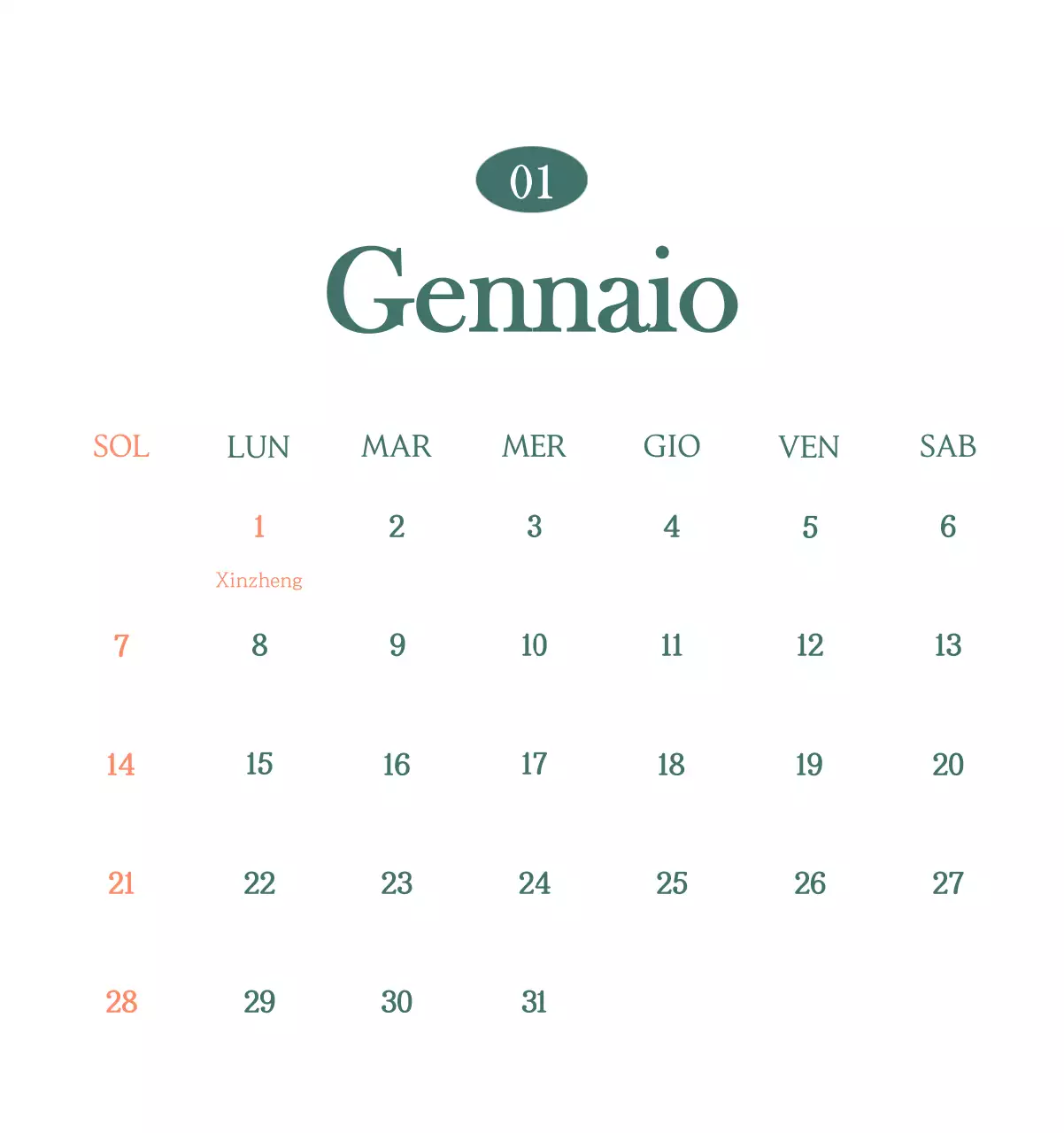 Un moderno calendario dei caffè con i consigli per la bevanda del mese