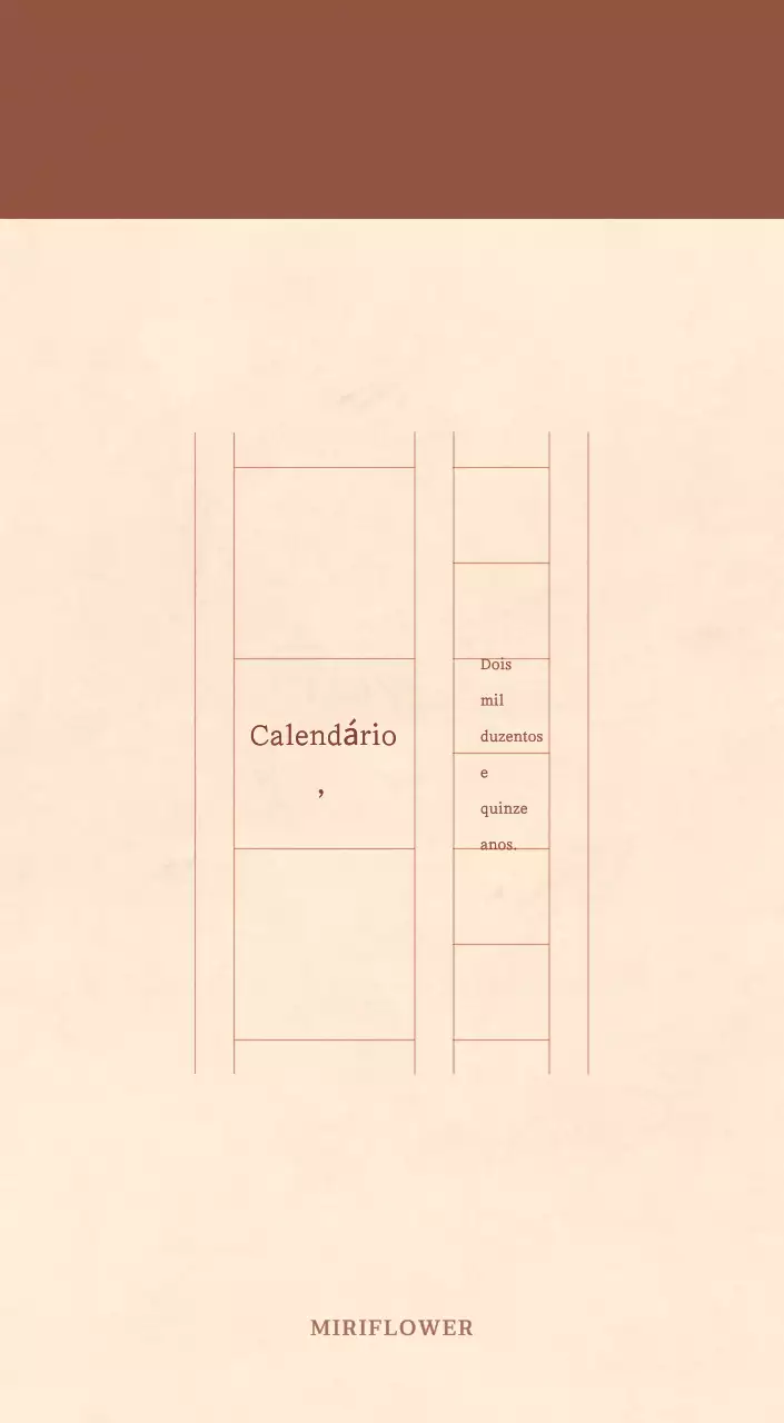 Um calendário florista sentimental num conceito de papel de lã castanho claro e castanho
