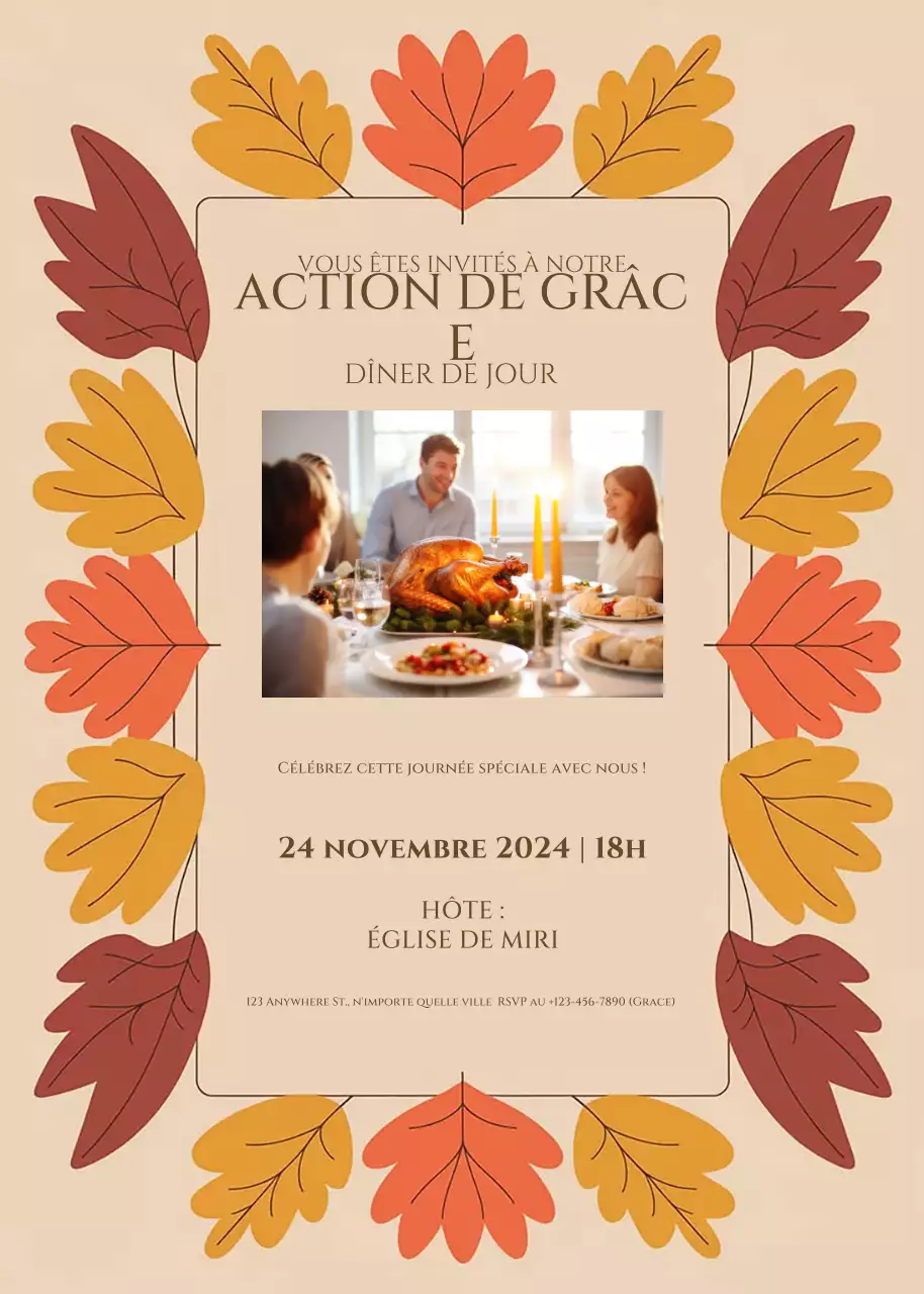 invitation traditionnelle beige pour Thanksgiving