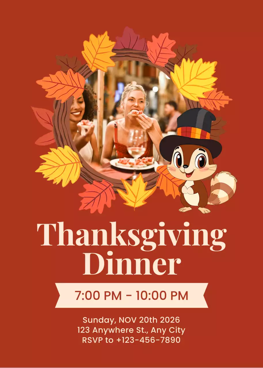 Red Traditional Thanksgiving Invitation Poster