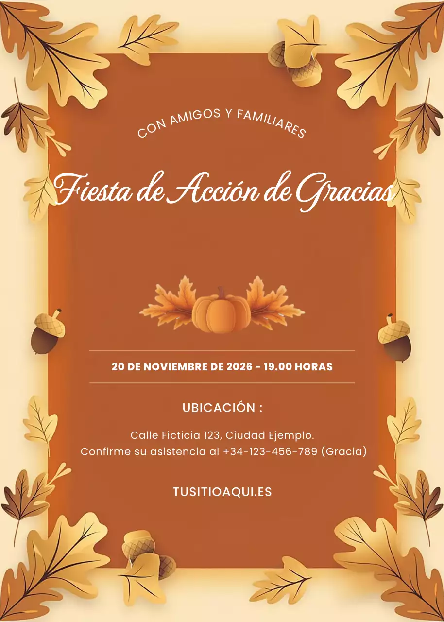 Invitación a la fiesta tradicional naranja de Acción de Gracias