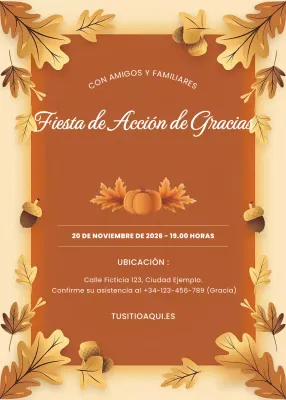 Invitación a la fiesta tradicional naranja de Acción de Gracias