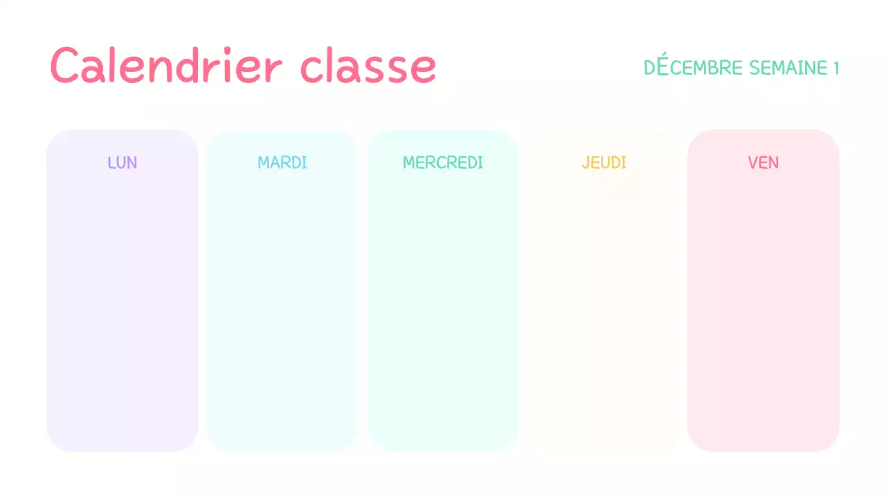agenda de la classe de pastel présentation mignonne