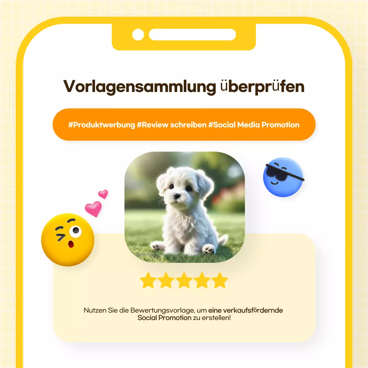 Gelbe einfache Bewertungsvorlage fördern