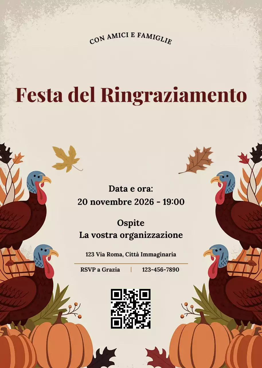 Invito alla festa del Ringraziamento tradizionale marrone