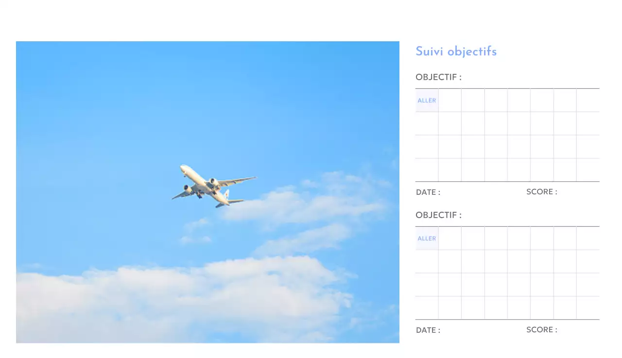 Calendrier photo de suivi des objectifs avec une touche de bleu