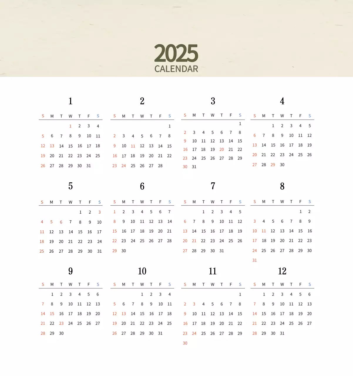 ベージュの伝統料理カレンダー