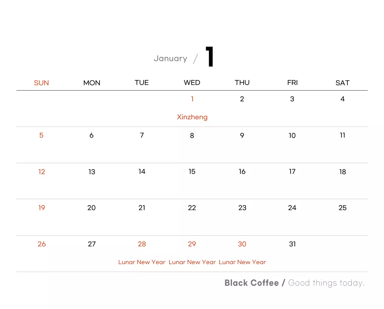Kalender kopi minimalis berwarna abu-abu