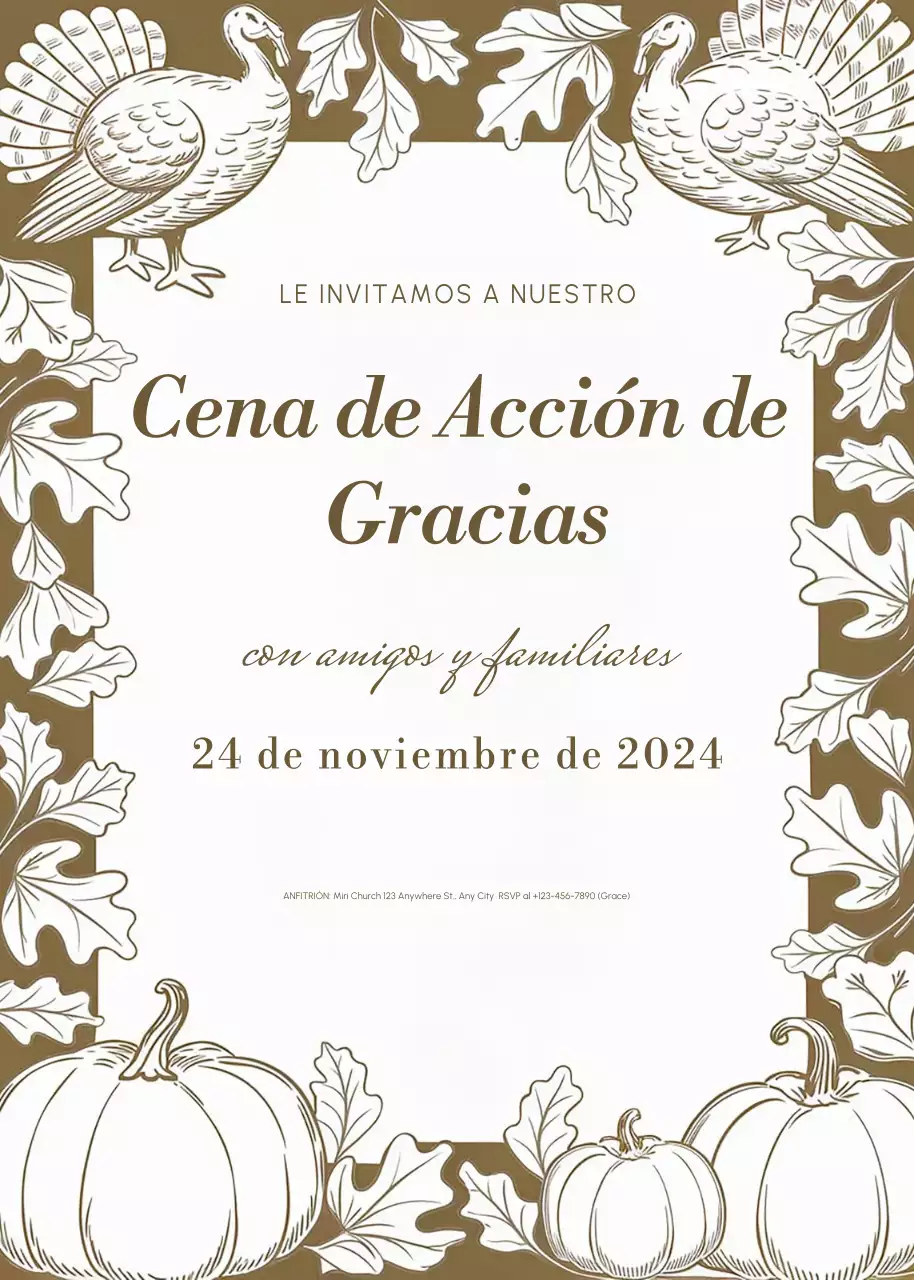 invitación tradicional marrón de Acción de Gracias