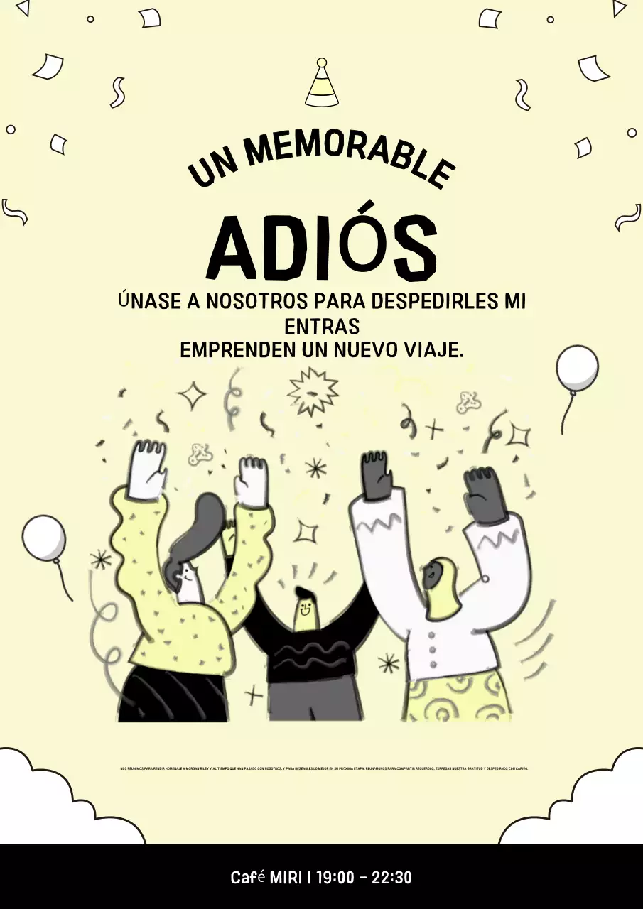 invitación de despedida moderna amarilla