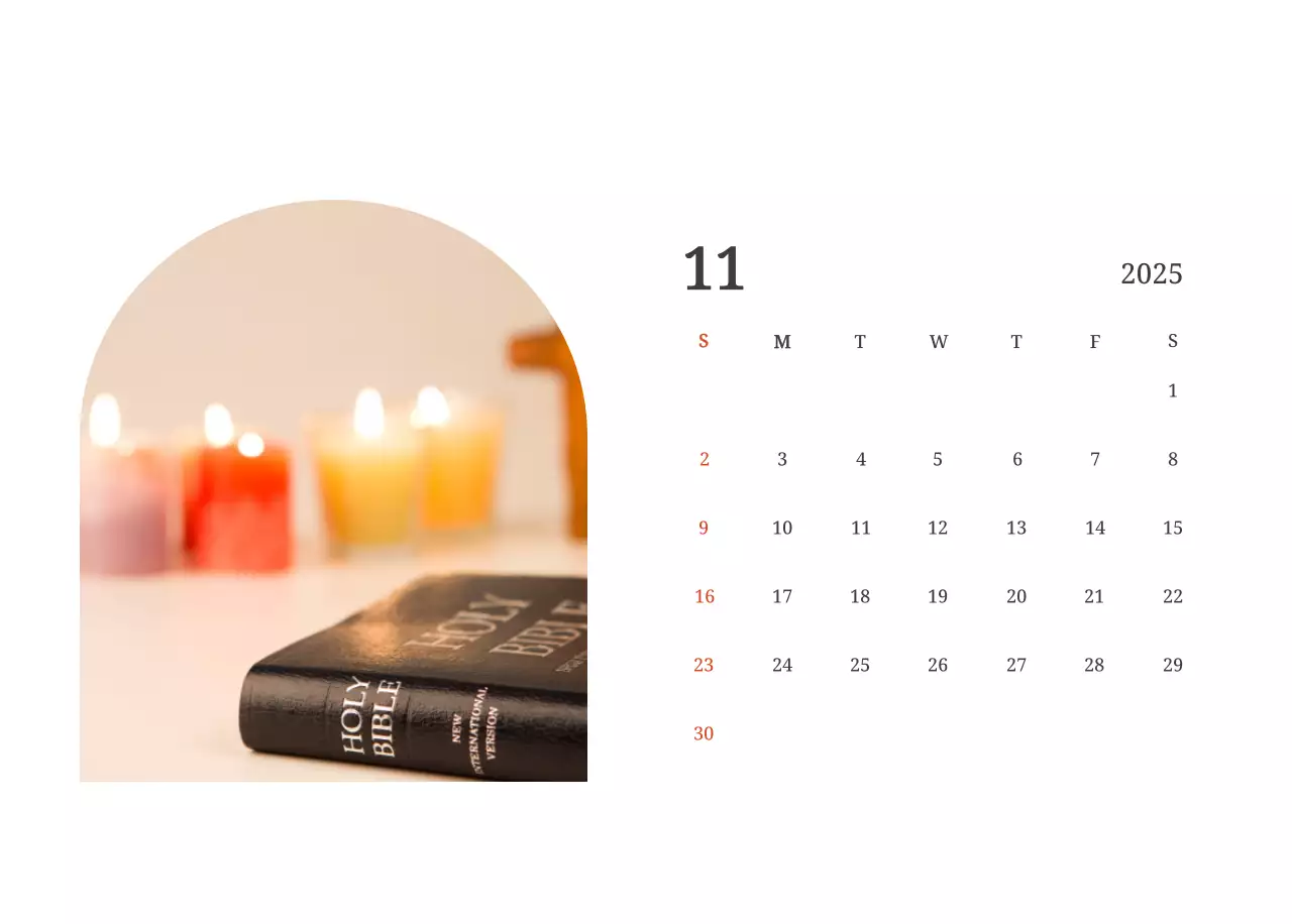 Un calendario conceptual fotográfico con iglesias pintadas en paisajes