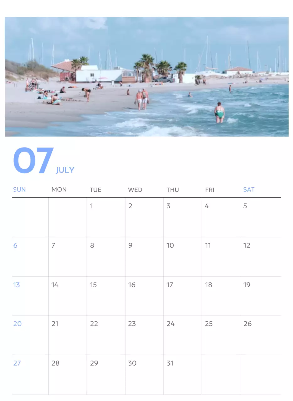 Kalender pelacak sasaran foto dengan percikan warna biru