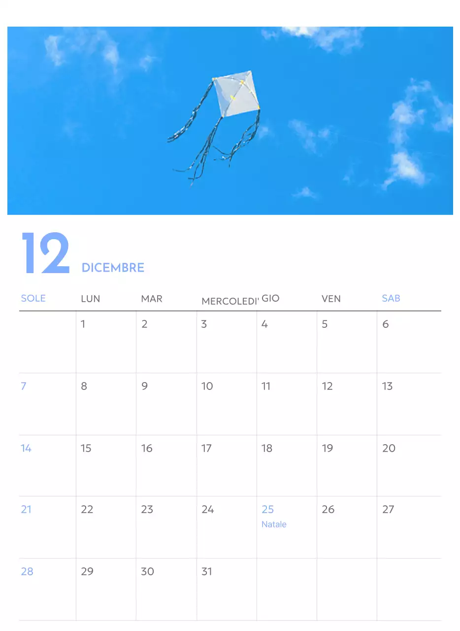 Calendario con foto tracciatore di obiettivi con un tocco di blu