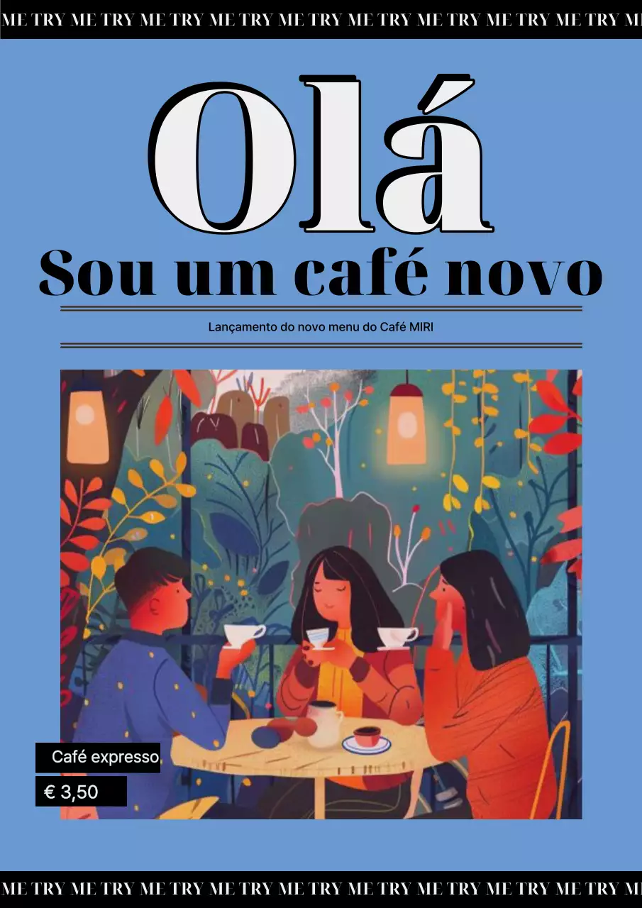 Anúncio de café vintage azul claro
