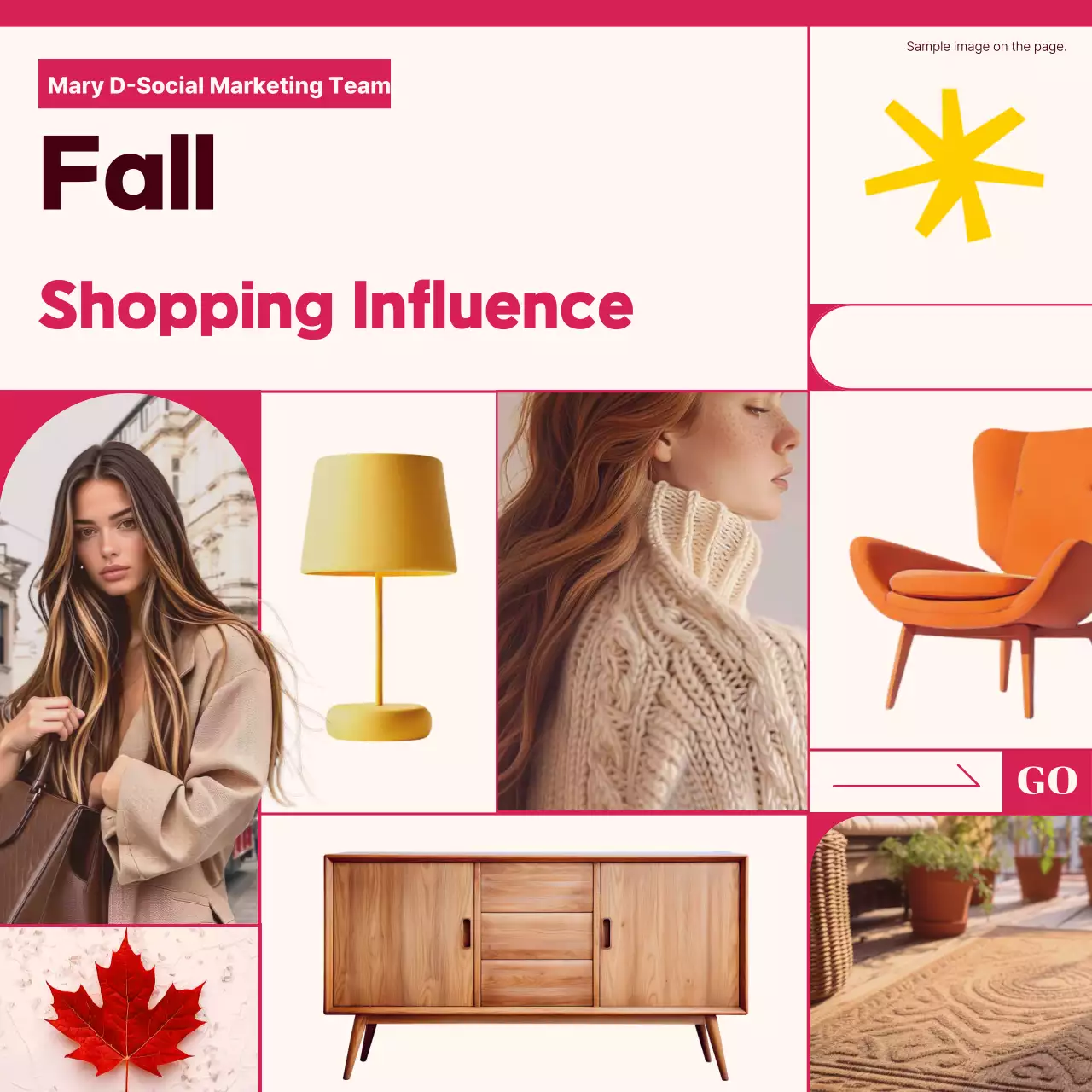 Carrossel de promoção de outono da moda rosa no Instagram