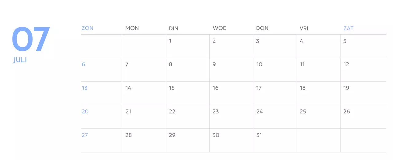 Photo goal tracker kalender met een vleugje blauw