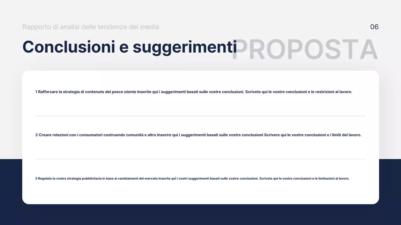 Rapporto analitico di marketing moderno blu navy