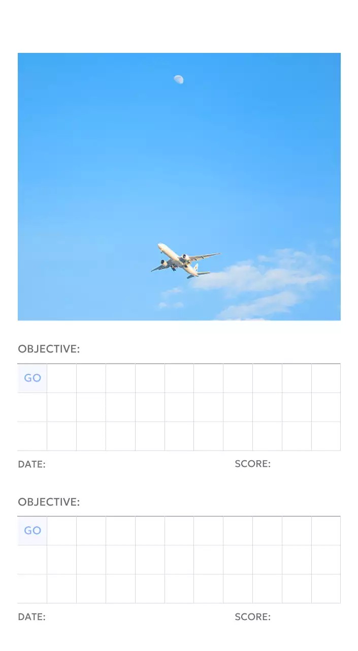 Photo goal tracker calendar with a splash of blue