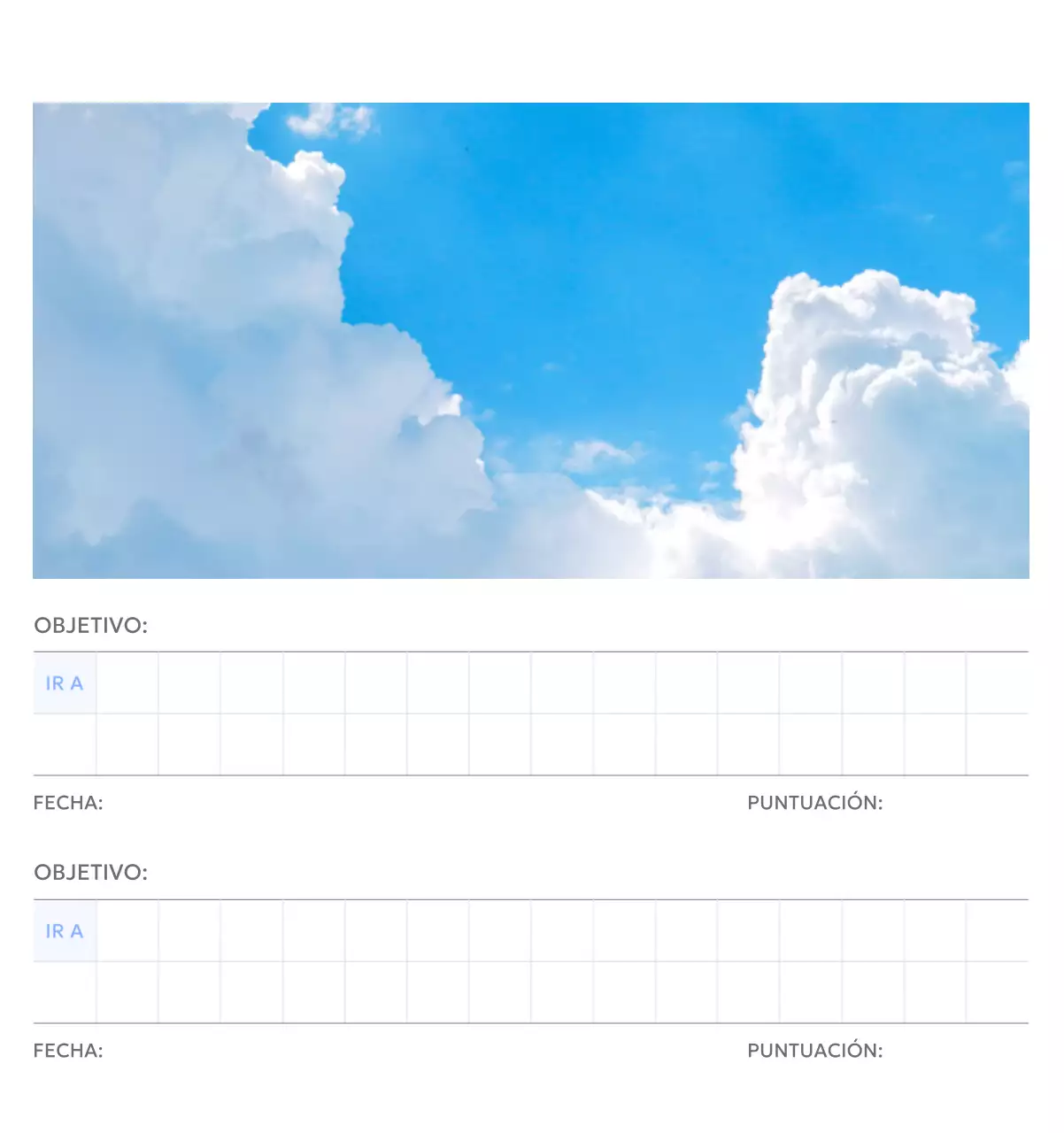 Calendario fotográfico de seguimiento de objetivos con un toque de azul