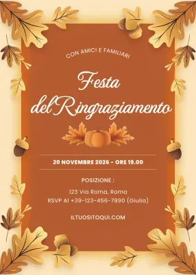 Invito alla festa del Ringraziamento tradizionale arancione