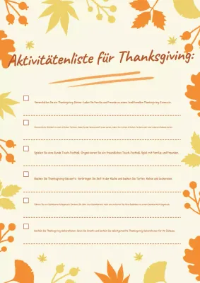 orangefarbene traditionelle Thanksgiving-Bucketliste